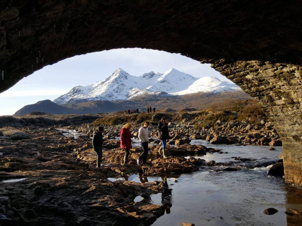 old brige at sligachan and black cuillin ridge