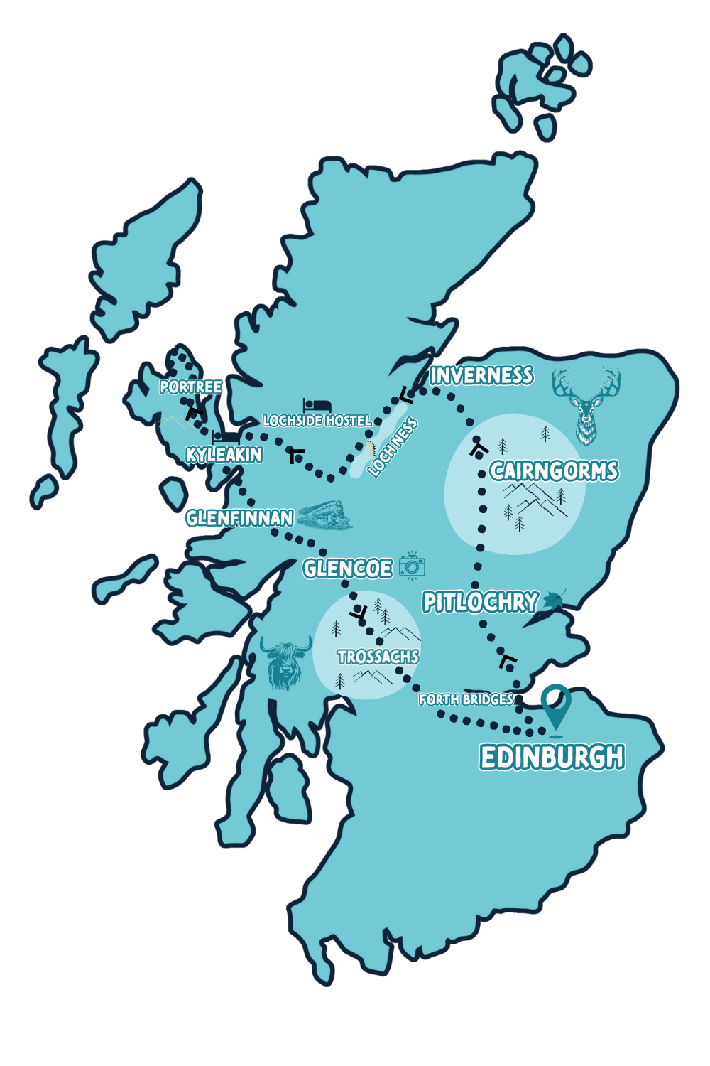 3 Day Loch Ness & Skye Magic Map