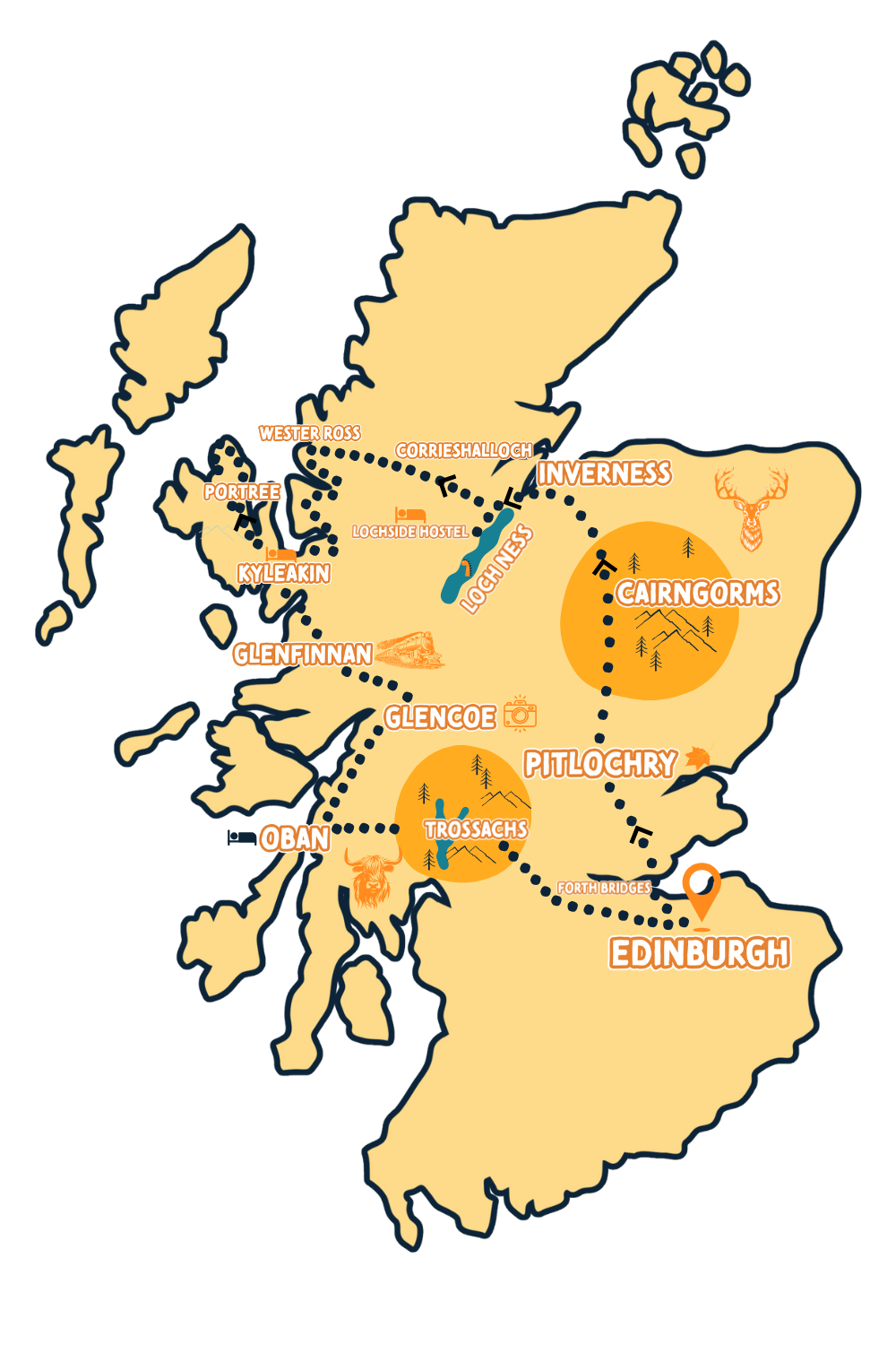 5 Day Skye & Highland Fling Map